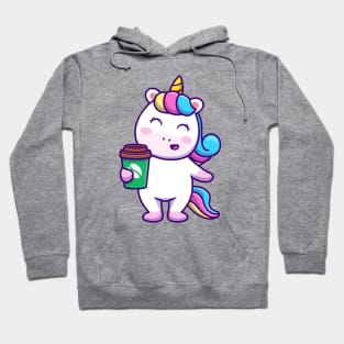 Cute Unicorn Holding Coffee Hoodie